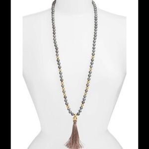 Gorjana 	Hannah Druzy Tassel Long Necklace in Grey